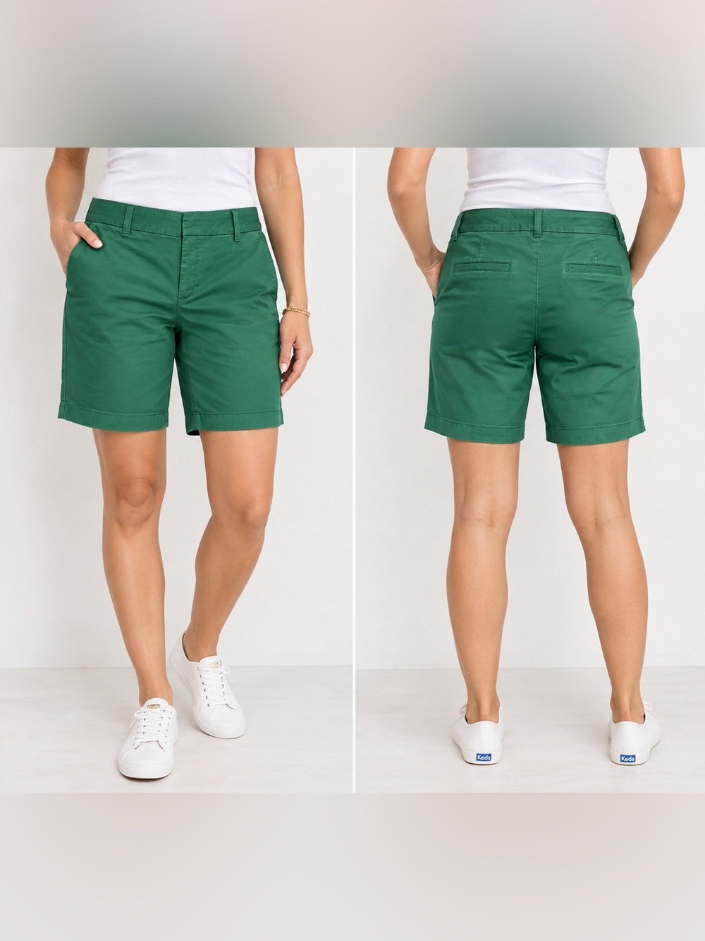 J.Crew Women’s Green Chino Bermuda Shorts Size 10 Stretch Cotton